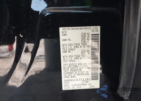 2018 Nissan Frontier Pro-4X z USA, uszkodzony, nr VIN 1N6DD0EV1JN751281